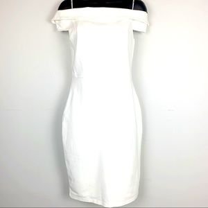 LuLus Off Shoulder White Dress Medium Wedding Easter